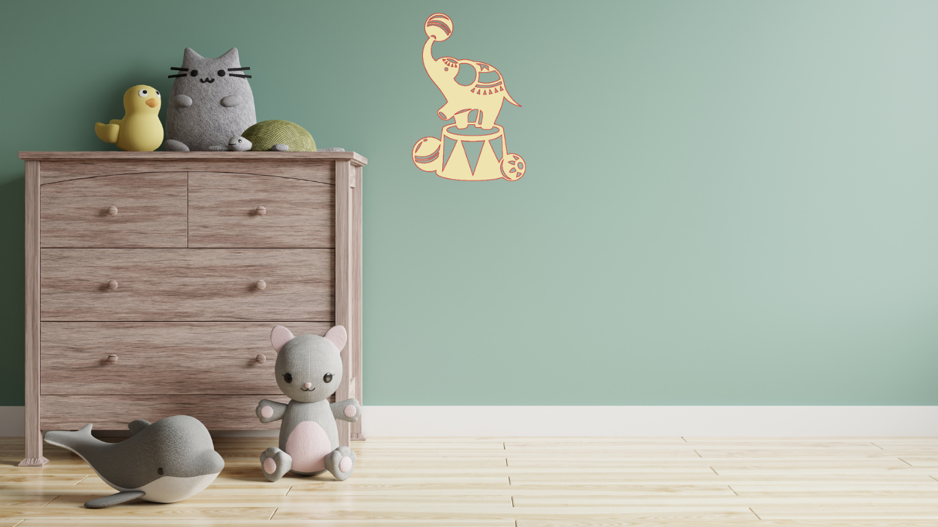 Kinderkamer - Olifant met bal