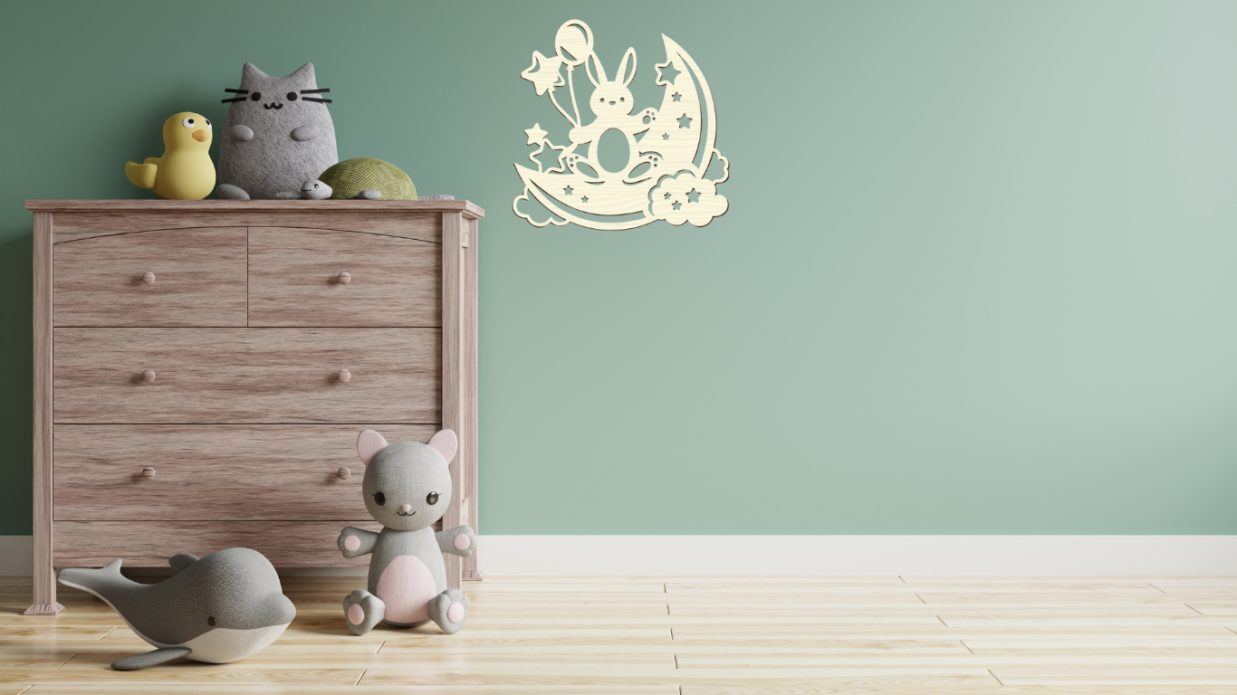 Kinderkamer - Konijn op maan