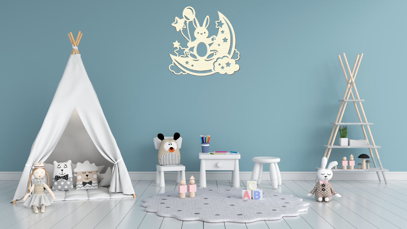 Kinderkamer - Konijn op maan