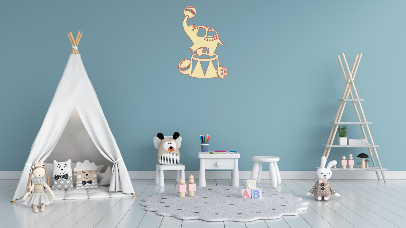 Kinderkamer - Olifant met bal