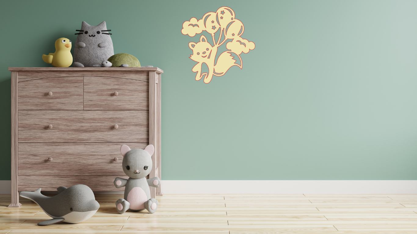 Kinderkamer - vos met balonnen