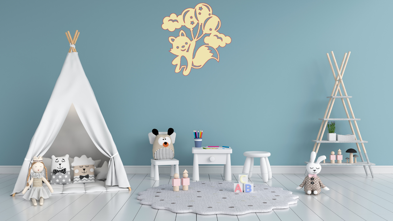 Kinderkamer - vos met balonnen