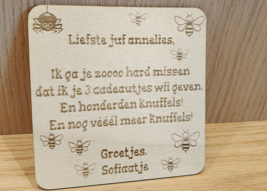 Mulitplex kaartje populier - Blanco -10 x 10cm